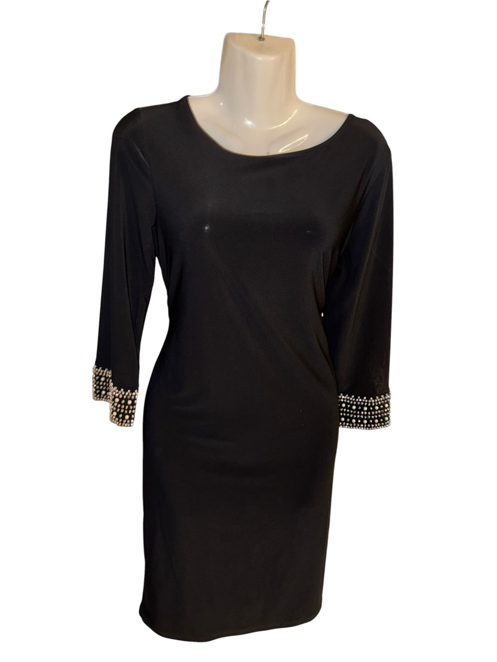 Tiana B. Black Beaded Cuff Sheath Dress - Picture 3 of 10